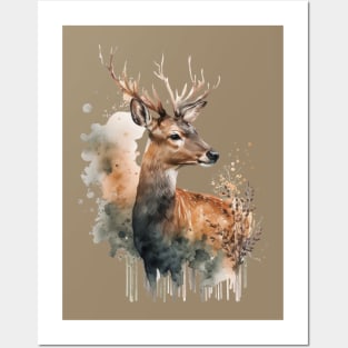 Deer illustration Posters and Art